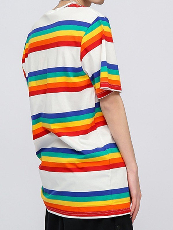 EMMIOL Camiseta con rayas arcoíris para hombre