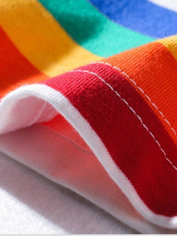 EMMIOL Camiseta con rayas arcoíris para hombre