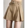 EMMIOL Buckled Belt Pleated Mini Skirt