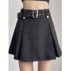 EMMIOL Buckled Belt Pleated Mini Skirt