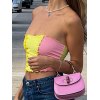 EMMIOL Lettuce Trim Patchwork Bandeau Top