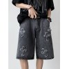 EMMIOL Shorts de mezclilla con parches cruzados para hombre