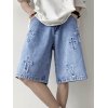 EMMIOL Shorts de mezclilla con parches cruzados para hombre