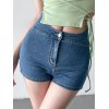 EMMIOL Asymmetric Stretch Skinny Denim Shorts