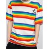 EMMIOL Camiseta con rayas arcoíris para hombre