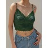 EMMIOL Emmiol Green Satin Lace Trim Cami Top