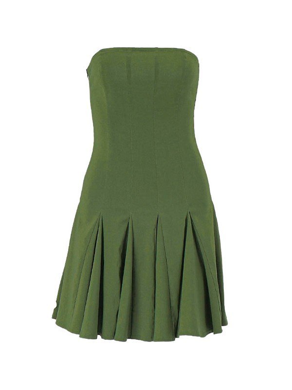 EMMIOL Mini vestido sin tirantes plisado verde