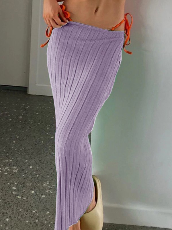 EMMIOL Rib Knit Y2K Maxi Skirt