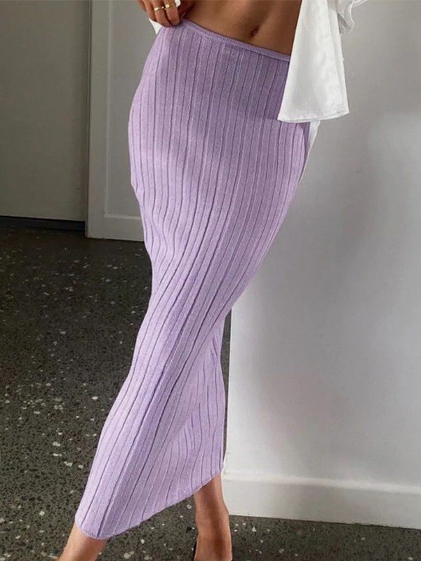 EMMIOL Rib Knit Y2K Maxi Skirt