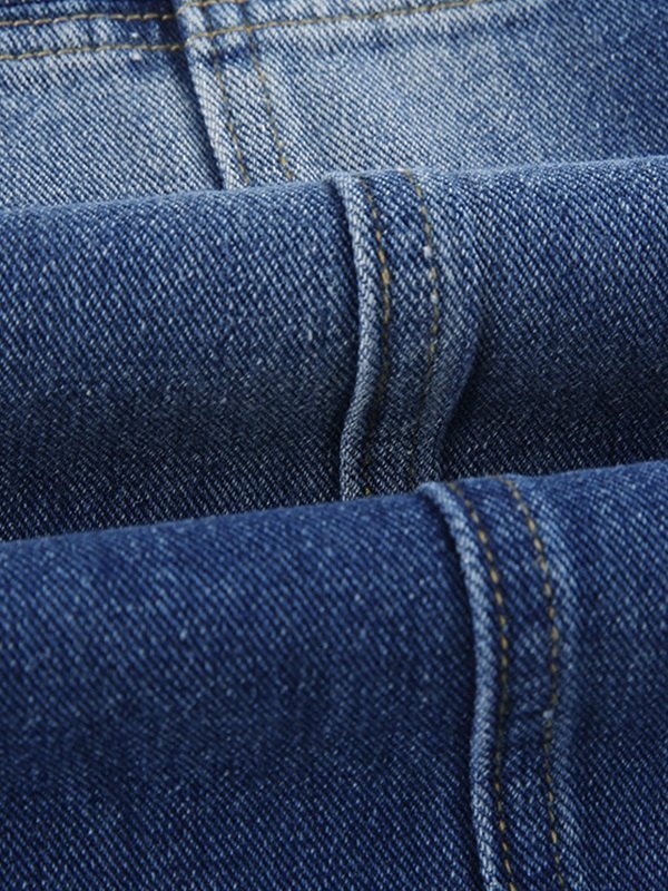 EMMIOL Jeans estilo cargo con pierna acampanada y lavado desteñido