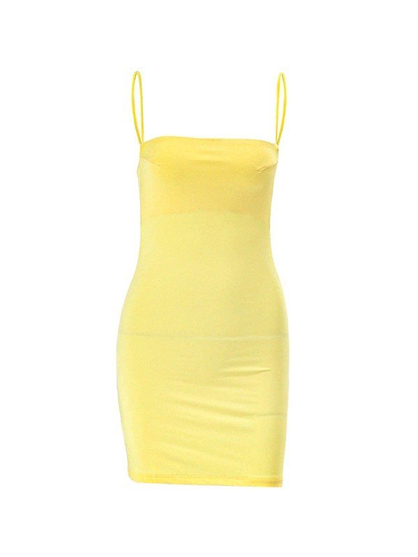 2022 Y2K Bodycon Slip Mini Dress Yellow M In Mini Dresses Online Store