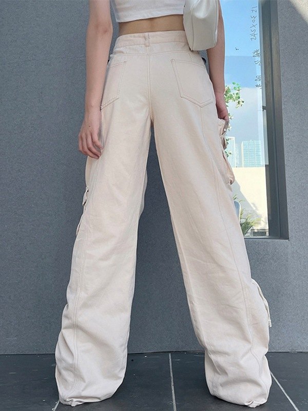 EMMIOL Jeans cargo Y2K con cordón en los puños