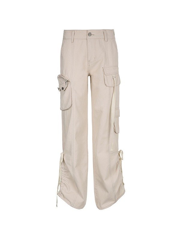 EMMIOL Jeans cargo Y2K con cordón en los puños