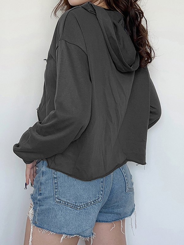 EMMIOL Vintage Star Patch Baggy Zip Up Hoodie