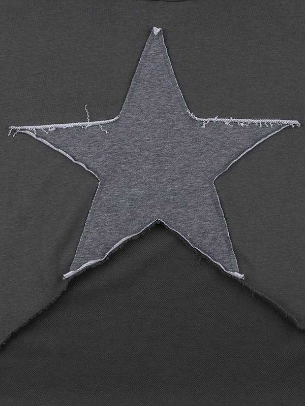 EMMIOL Vintage Star Patch Baggy Zip Up Hoodie