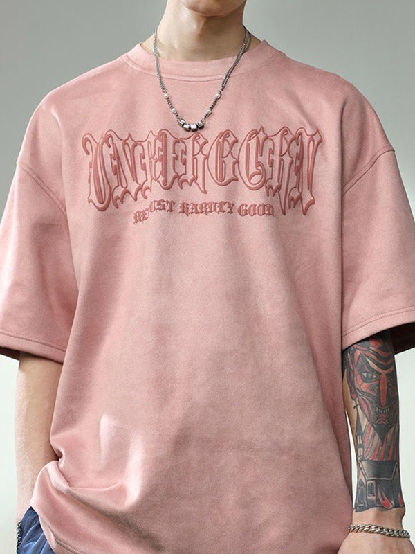 EMMIOL Camiseta con estampado de luna y letras góticas para hombre