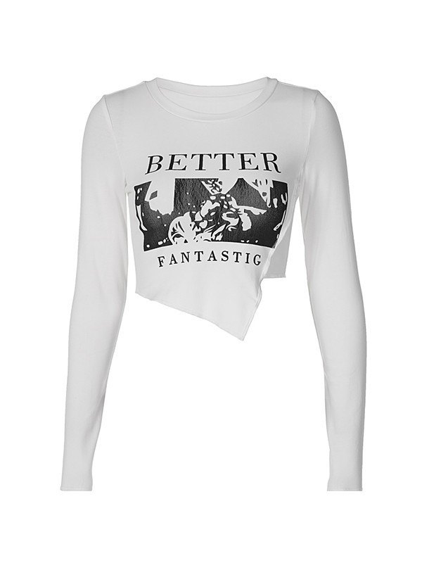 EMMIOL Better Fantastic Unregelmäßiges Langarm-Crop-Top