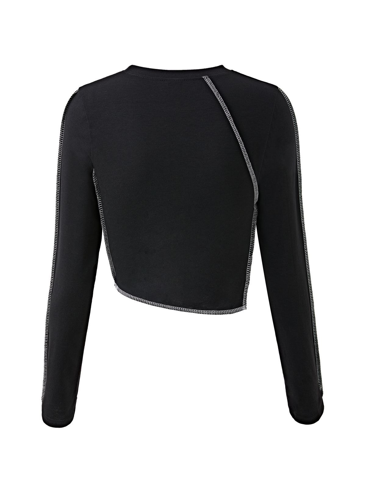 EMMIOL Vintage Asymmetric Long Sleeve Crop Top