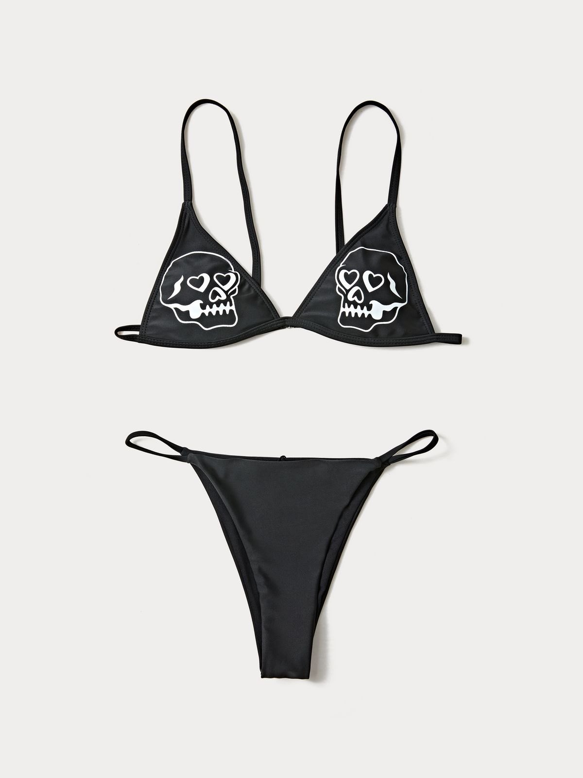 EMMIOL Skull Print Triangle Bikini Set