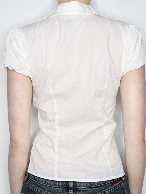 EMMIOL Ruched Button Down Short Sleeve Blouse