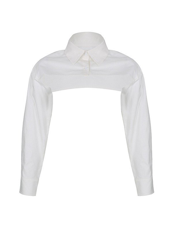 Emmiol Free shipping 2023 White Long Sleeve Bolero Blouse White S in