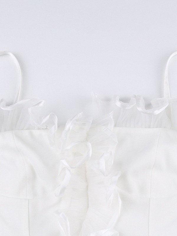 EMMIOL Ruffle Trim White Corset Top