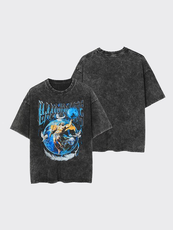 EMMIOL Unisex Acid Wash Vintage Graphic Tee