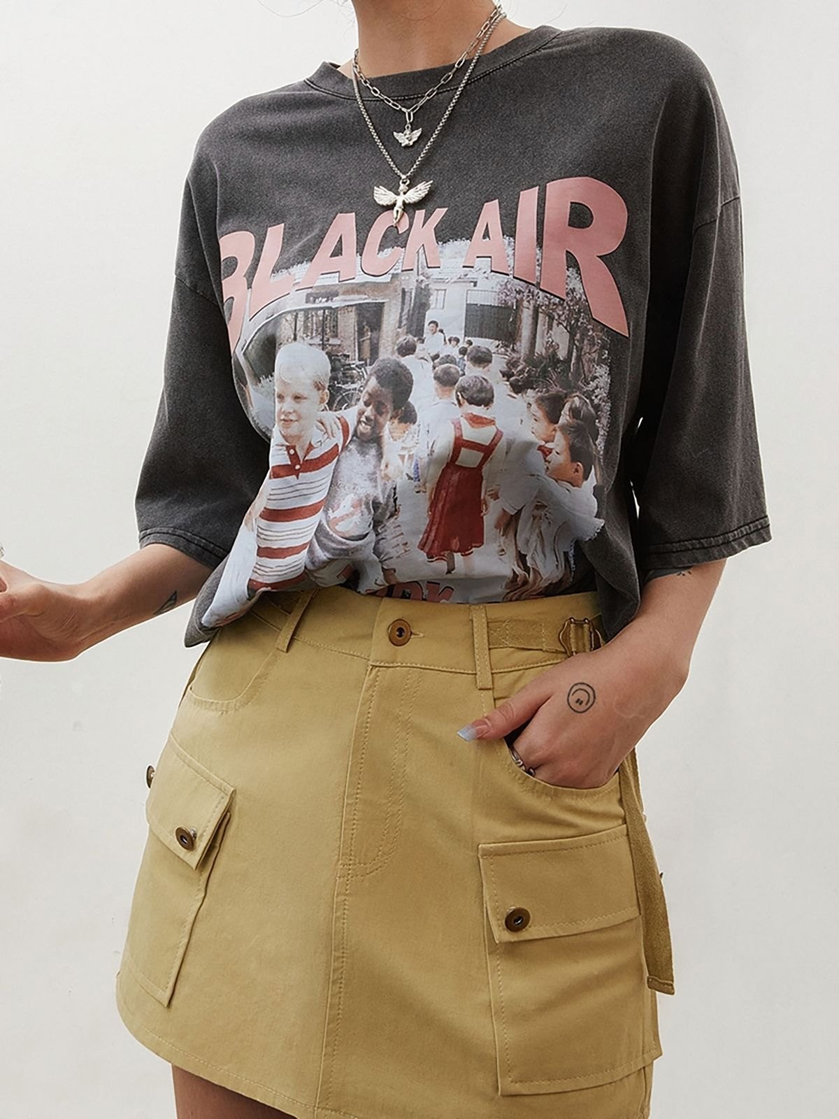 EMMIOL Minifalda cargo con bolsillo y detalle de tiras