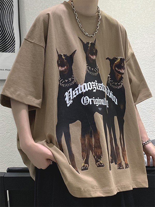 EMMIOL Camiseta con estampado de animales para hombre