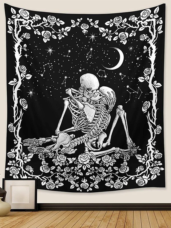 EMMIOL Estampado romántico de calavera Tela decorativa