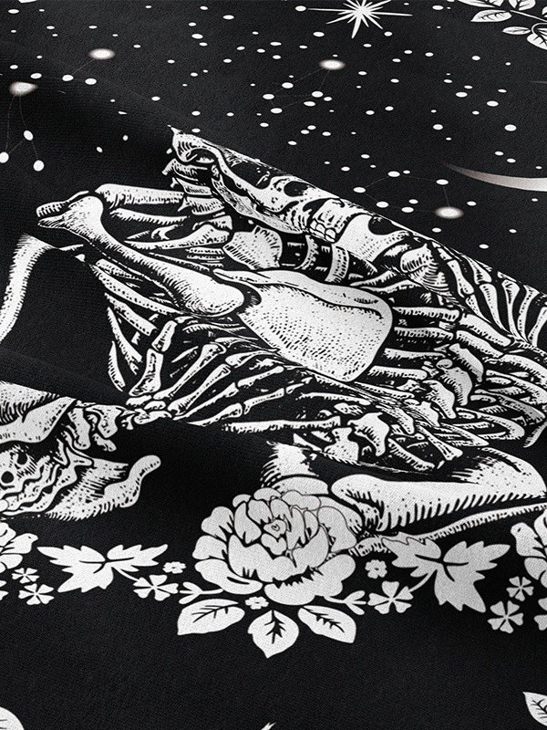 EMMIOL Estampado romántico de calavera Tela decorativa