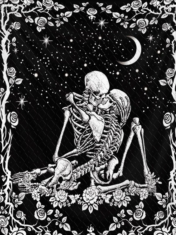 EMMIOL Estampado romántico de calavera Tela decorativa