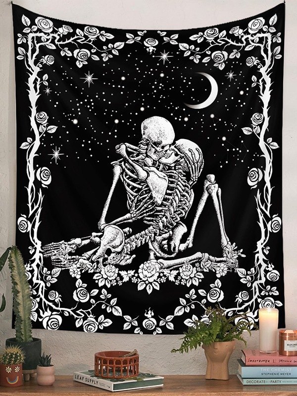 EMMIOL Estampado romántico de calavera Tela decorativa