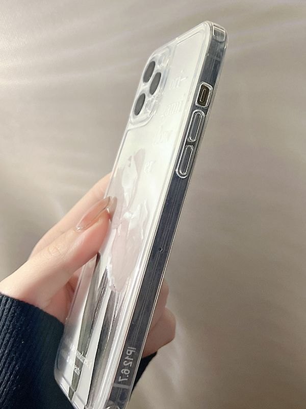Emmiol Free shipping 2023 Floral Pattern Clear Phone Case White iPhone