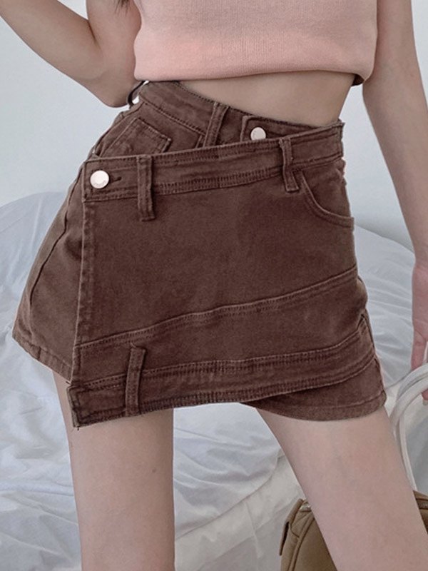 EMMIOL Cross Over Wrap Denim Shorts