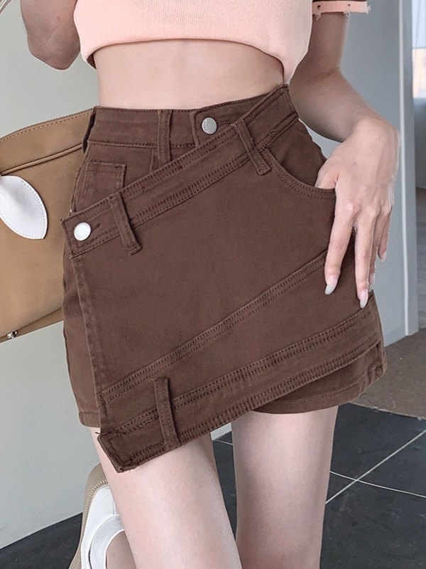 EMMIOL Cross Over Wrap Denim Shorts