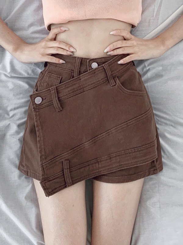 EMMIOL Cross Over Wrap Denim Shorts