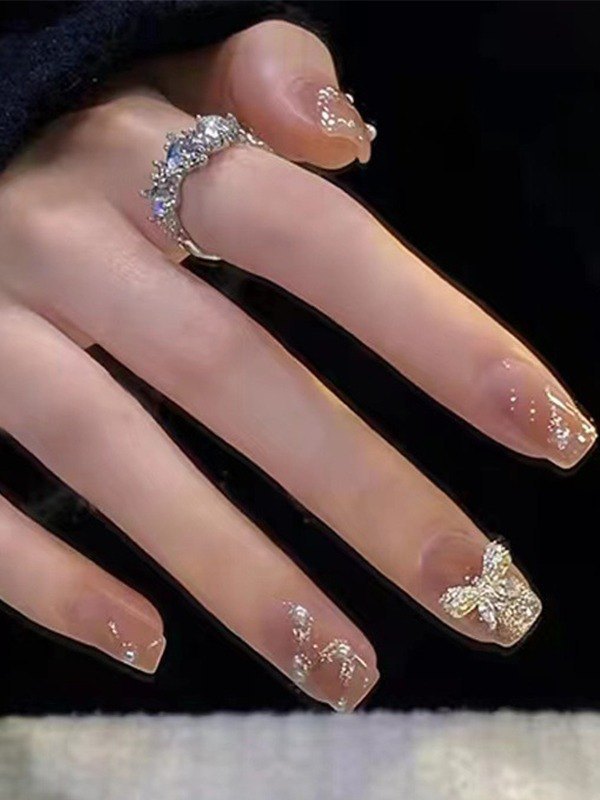 EMMIOL 24 piezas de decoración de perlas de imitación con patrón de lazo prensa en las uñas