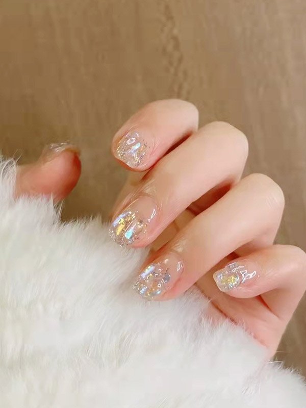 EMMIOL 24pcs Fairy Glitter Press On Nails