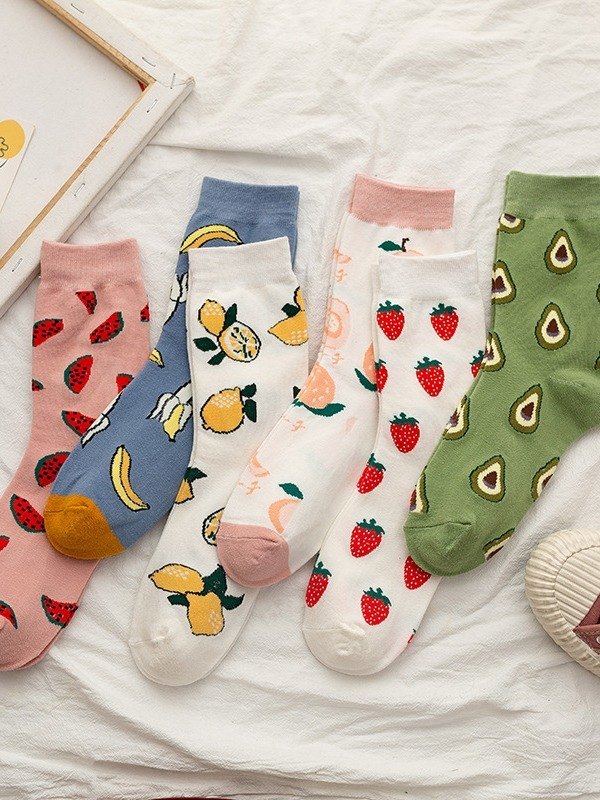 EMMIOL Crew-Socken mit Fruchtmuster