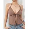 EMMIOL EMMIOL  Lace Trim Split Halter Y2K Cami Top