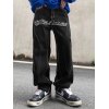 EMMIOL Herren-Patchwork-Jeans mit geradem Bein in Schwarz