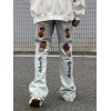 EMMIOL Men's Back Embroidery Flare Jeans