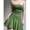 EMMIOL Mini vestido sin tirantes plisado verde
