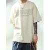 EMMIOL Camiseta con estampado de luna y letras góticas para hombre