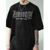 EMMIOL Camiseta con estampado de luna y letras góticas para hombre
