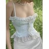 EMMIOL Top a corsetto bianco con volant