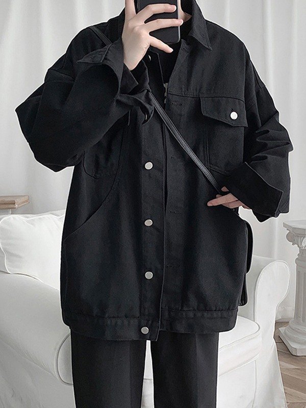 EMMIOL Chaqueta de mezclilla con botones en la parte delantera para hombre