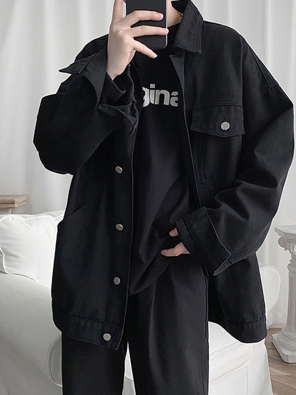 EMMIOL Chaqueta de mezclilla con botones en la parte delantera para hombre