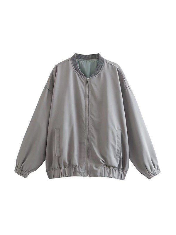 EMMIOL Oversized Zip Up Bomber Jacket